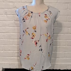 Lauren Conrad Light Blue Floral Blouse